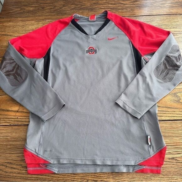 Nike Team Ohio State Buckeyes Gray Long Sleeve Fit Dry Shirt Gray Men’s‎ M - Picture 1 of 10